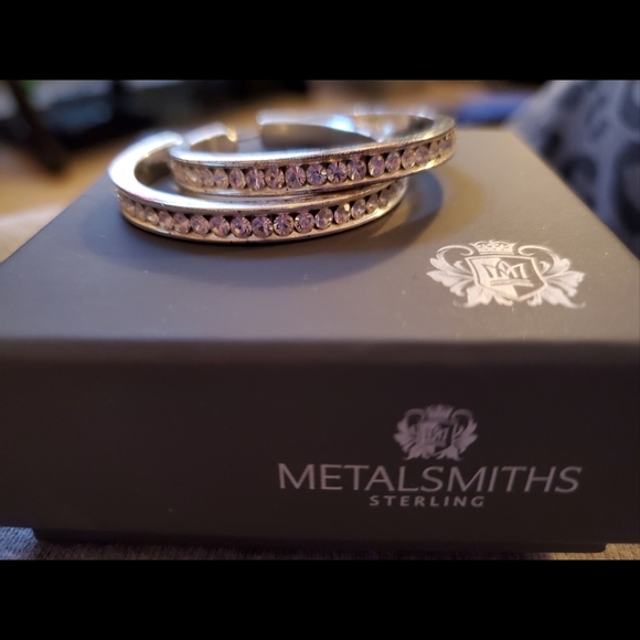 925 SS cubic zirconia hoop earrings - Picture 2 of 4